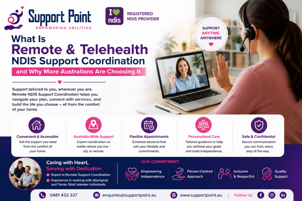 supportpoint | What is Remote & Telehealth NDIS Support Coordination and why more Australians are choosing it?